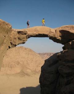 Burdha Arch, a tour attraction in Wadi Rum, Aqaba, Jordan 